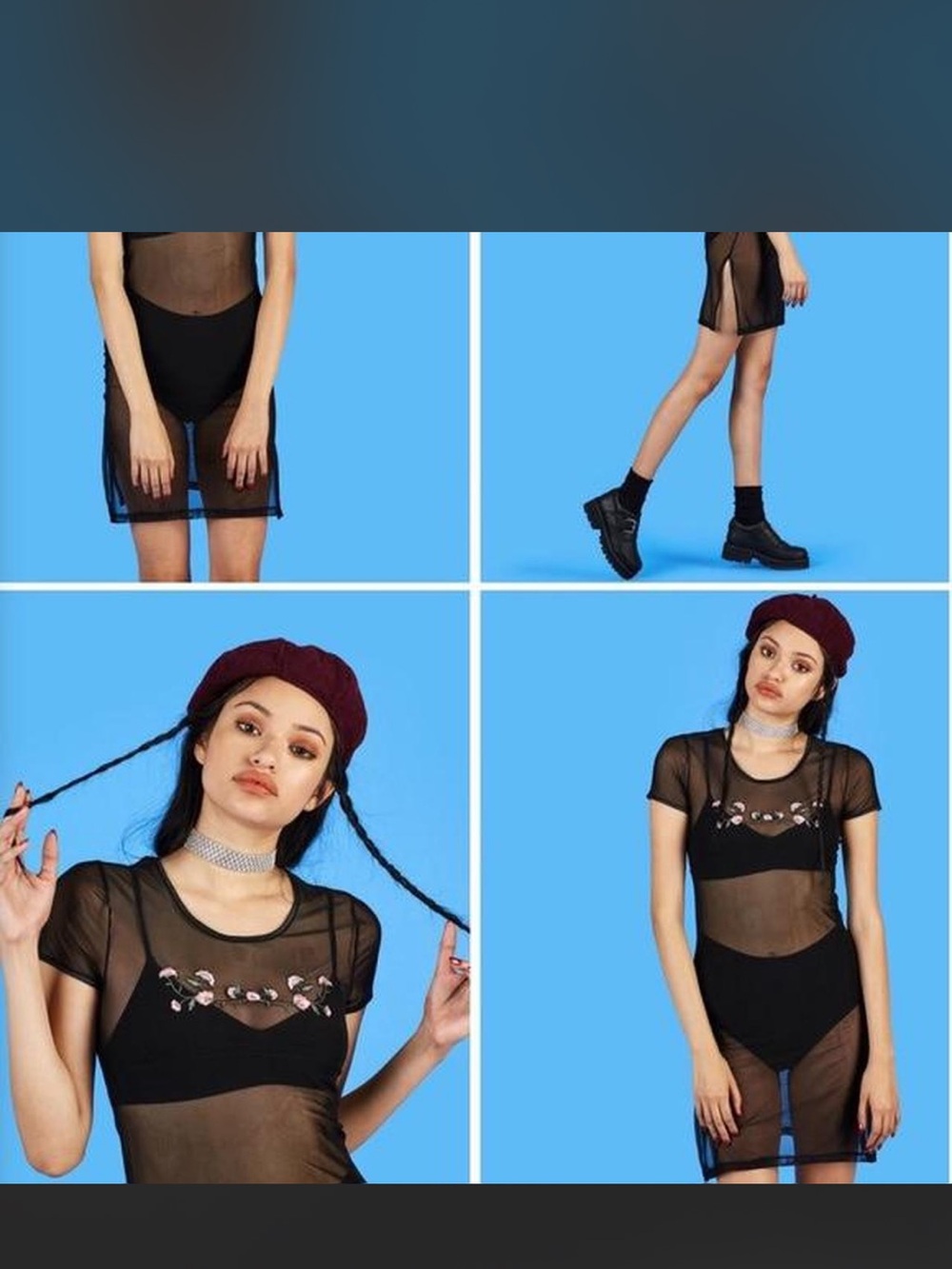 UNIF Black Sheer Mesh Tank